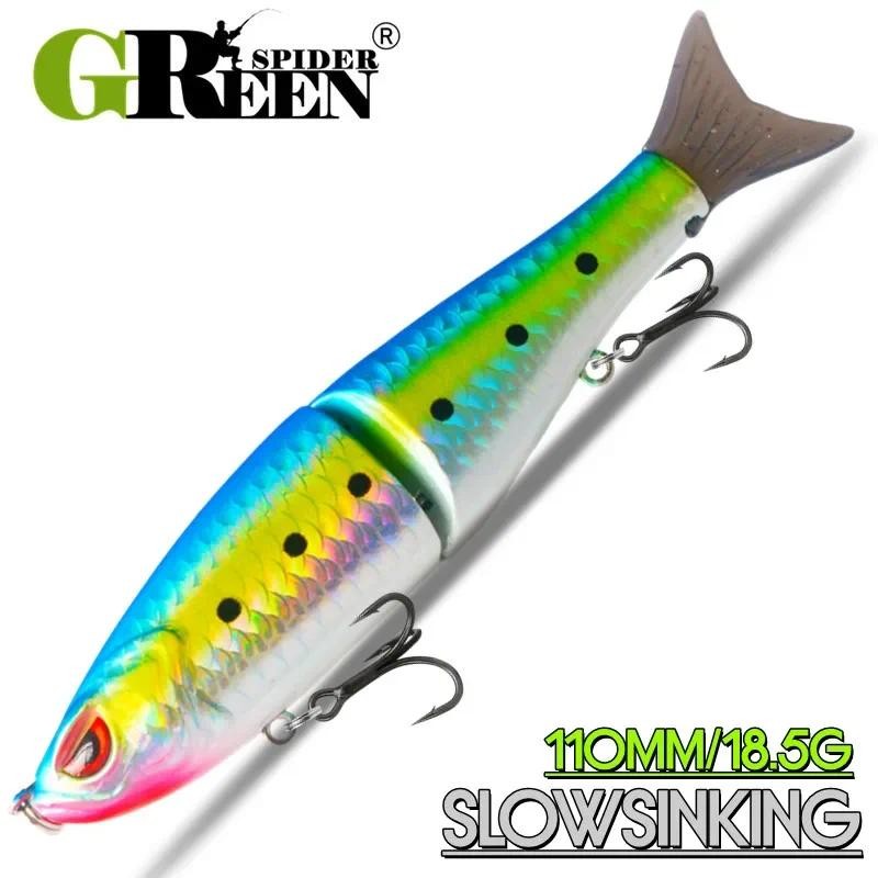 GREENSPIDER 110 มม.18.5g Slowsinking Jointed Swimbait Minnow Wobbler Fishing Lure เหยื่อ Hard ประดิษฐ์สําหรับ Pike Bass ปลาเทราท์