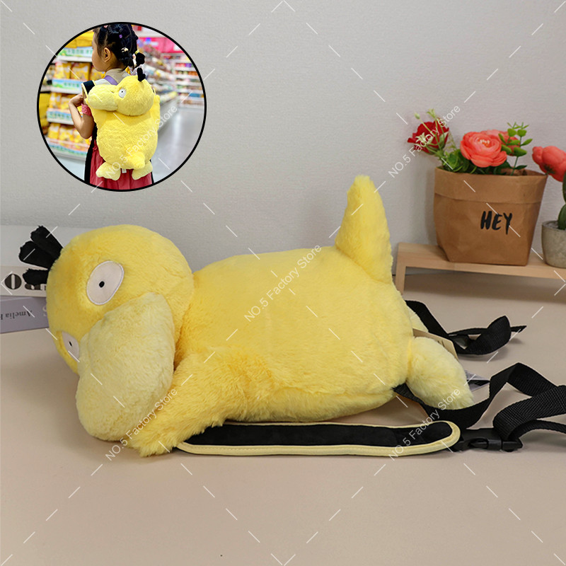 Pokemon Psyduck ตุ๊กตา กระเป๋าเป้สะพายหลัง Kawaii การ์ตูน ของขวัญสำหรับเด็กนักเรียน