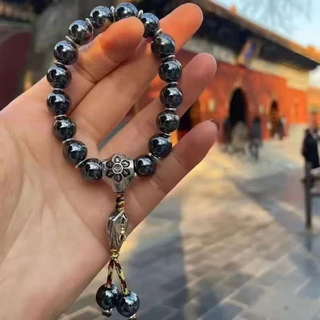 สร้อยข้อมือพอร์ซเลนสีเทา แบบหยงเป่ยจิง สไตล์วัดวัง เครื่องประดับวัฒนธรรม