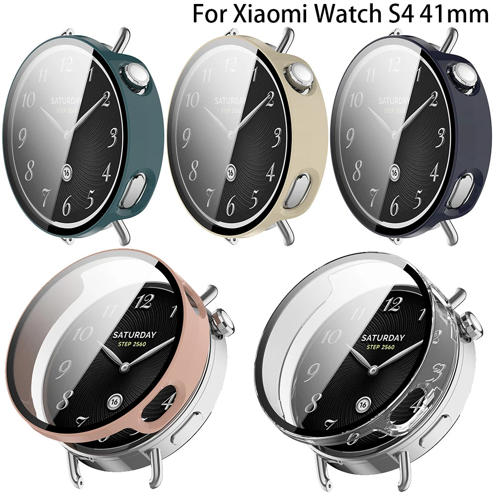 เคสป้องกันเต็มรูปแบบสําหรับนาฬิกา Xiaomi S4 41 มม.ป้องกันหน้าจอสําหรับ Mi Watch S4 41 มม. pc 2in1 Shell + ฟิล์มกระจกนิรภัย
