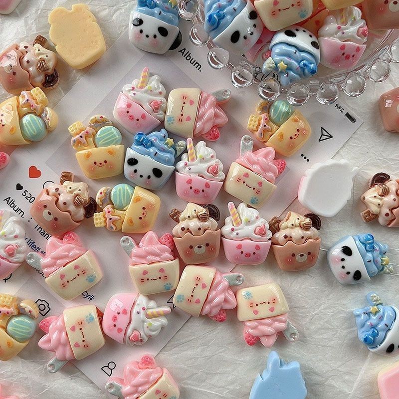 [100ชิ้น] อุปกรณ์ทำไอศครีมเค้กลูกอมเรซิ่น สำหรับทำเองและตกแต่งทรงผมของเด็ก