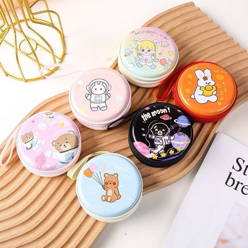 kingshopping (SNH72)(ร้านไทย)กระเป๋าเก็บหูฟัง สายชาร์จ คละลาย แบบกลม-สี่เหลี่ยม(เหมาะสำหรับเด็กและผู้ใหญ่)
