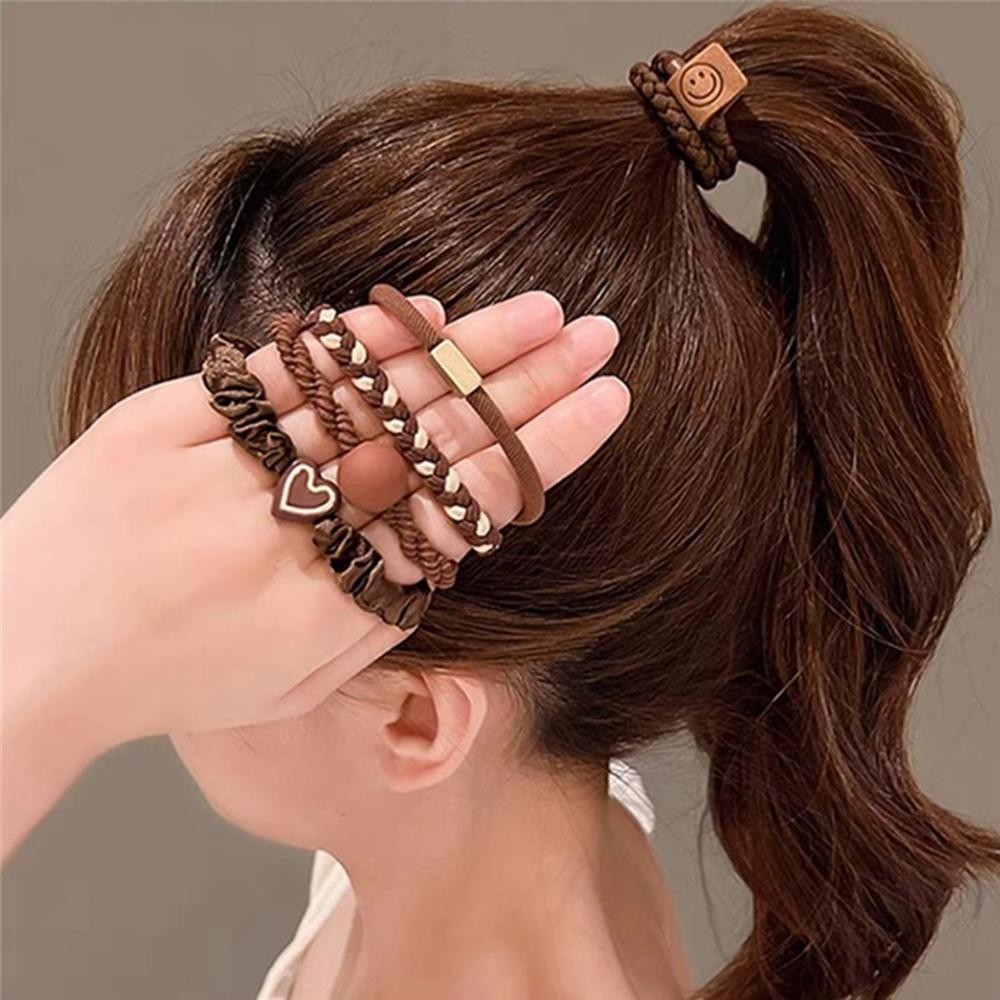 เส้นยางรัดผมยืดหยุ่นสูง 5 ชิ้น/เซ็ต ทนทานและเรียบหรู