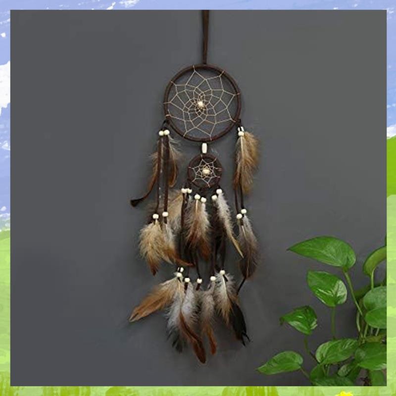 Dream Catcher สีน้ําตาลตกแต่ง Dream Catcher ห้องนั่งเล่น Dream Catcher สําหรับแขวนผนัง ตกแต่ง เทศกาล