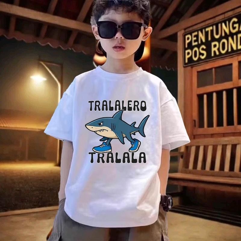 เสื้อยืดเด็กและผู้ใหญ่ แขนสั้น คอругกลม พร้อมกราฟฟิกตลก ทำจากฝ้าย 100% ขนาด 90-150 ซม.