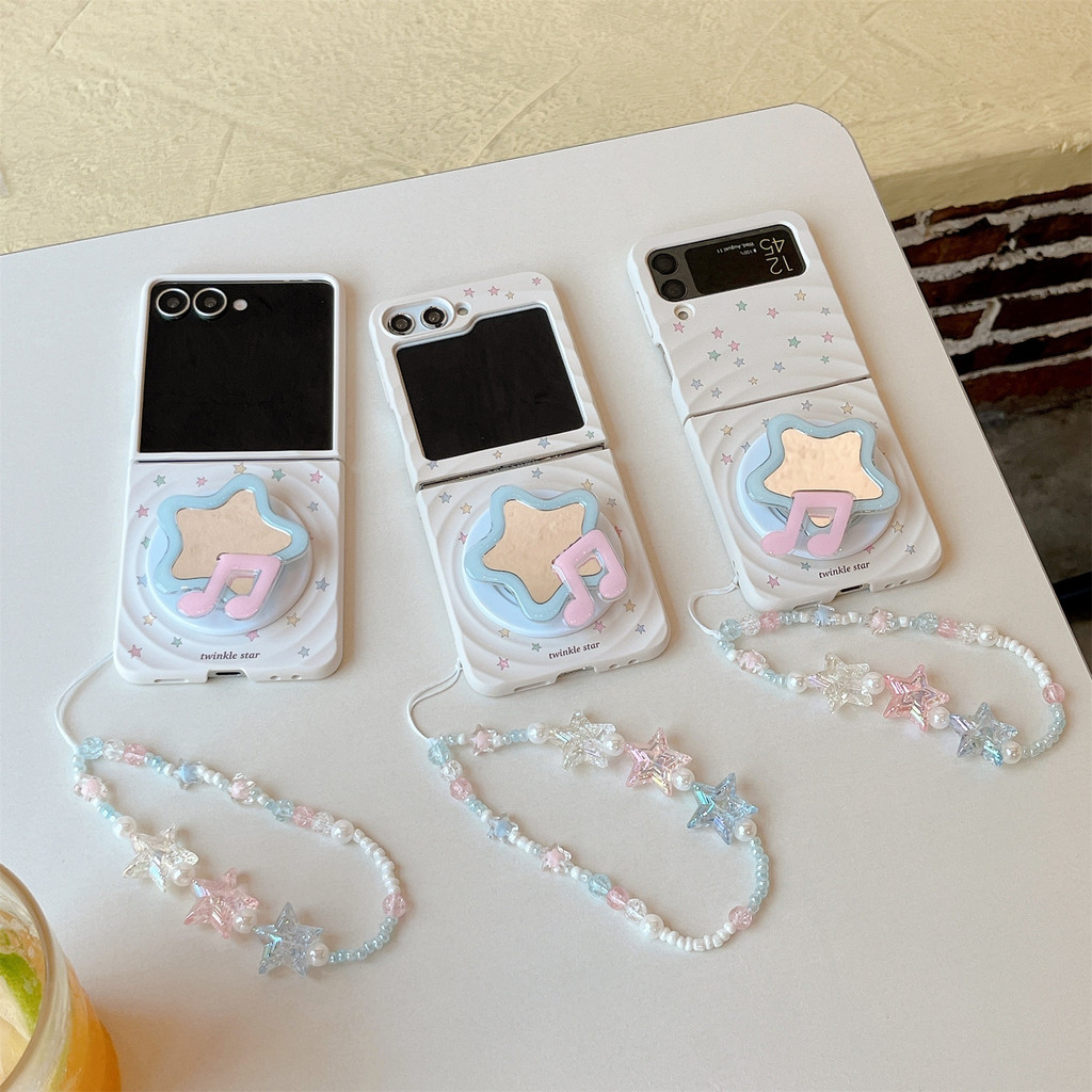 คลาสสิกเกาหลีแม่เหล็กเต็มหน้าจอ Star Case พร้อมกระจกหมายเหตุวงเล็บสร้อยข้อมือสําหรับ Samsung Galaxy 