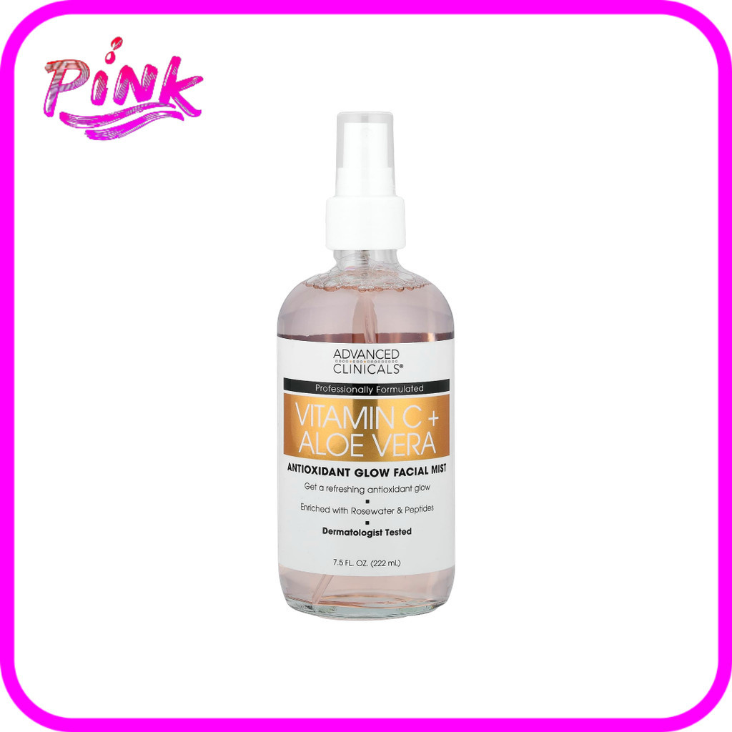 Advanced Clinicals, Vitamin C + Aloe Vera, Antioxidant Glow Facial Mist, 7.5 fl oz (222 ml) วิตามิน 