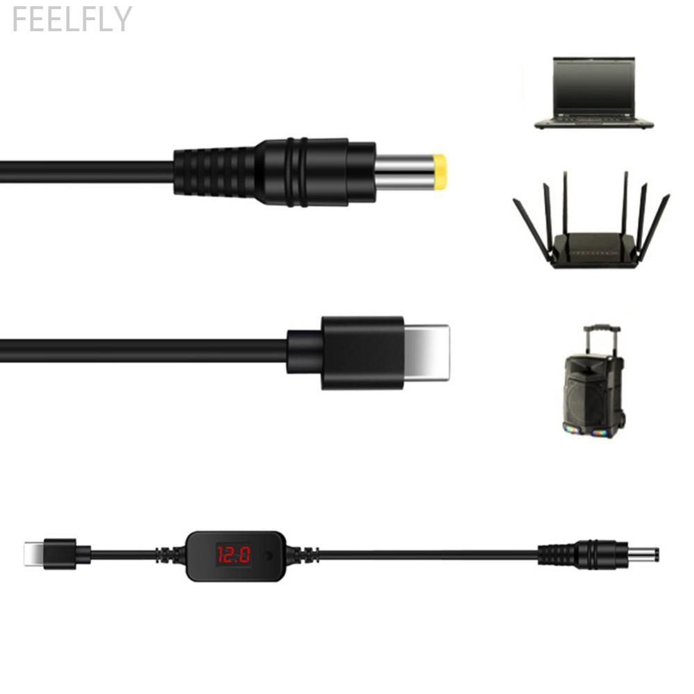 FEELFLY USB C ถึง 5.5x2.1 มม.5V 9V 12V 15V 20V แรงดันไฟฟ้าแบบปรับได้สําหรับเราเตอร์แล็ปท็อป P9Z3