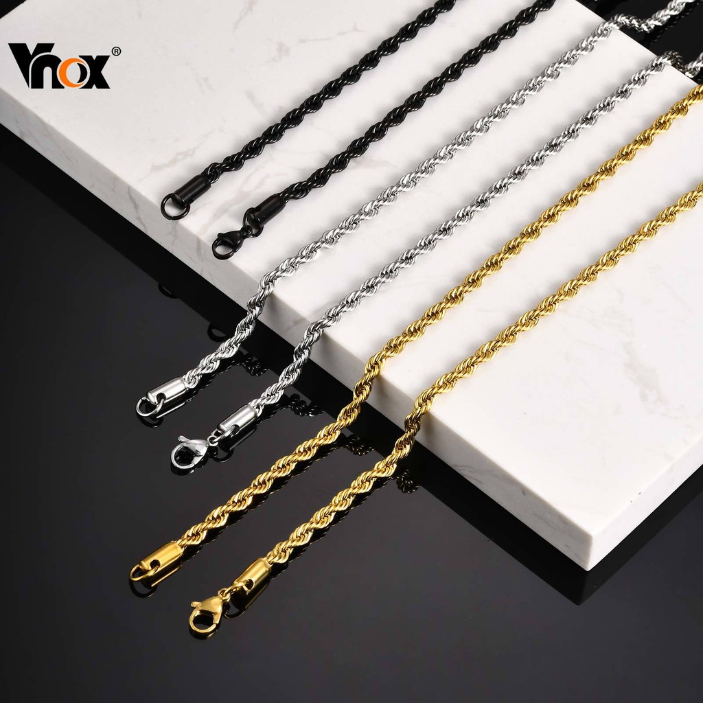 สร้อยคอแบบเกลียว Vnox สแตนเลส hypoallergenic เครื่องประดับสำหรับผู้ชายและเป็นของขวัญที่ดี