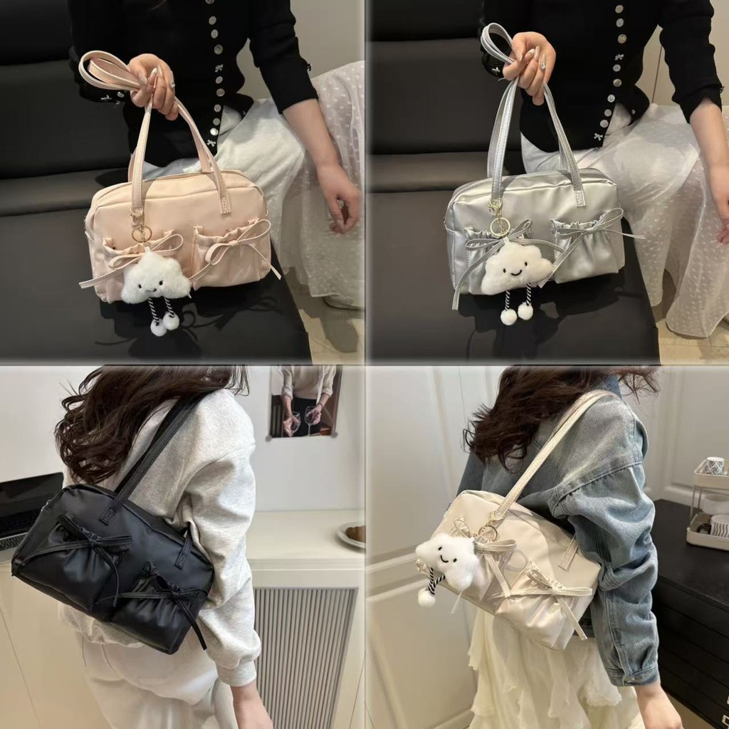 shiny.girl: กระเป๋าใต้วงแขนผู้หญิง-โบว์น่ารักด้านหน้า-มีความจุขนาดใหญ่สามารถใส่ของได้เยอะ-ซีรีย์สีความไฮเอนด์มาก- AP2810 - รูปที่ 2