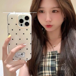 โปร่งใส จัดส่งจากประเทศไทย เคสจุดคลื่นสีดํา for iPhone เคสไอโฟน 11 12 13 14 15 16 PLUS PRO MAX X XS MAX XR 7/8PLUS แอปเ