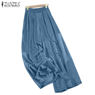 ซานเซีย กางเกงผู้หญิงสไตล์วินเทจเกาหลี เอวยางยืด เชือกรูด