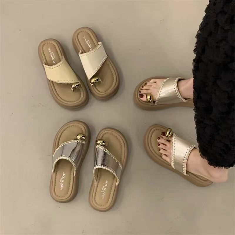 One for all พร้อมส่งจากไทย TX698 รองเท้าแตะเปิดส้น หูคีบแบบสวมนิ้ว สไตล์เกาหลี หนา5CM พื้นนุ่ม ใส่สบาย สำหรับผู้หญิง