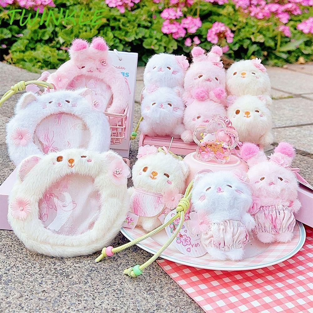 กระเป๋าสตางค์และของตกแต่งแบบการ์ตูนสัตว์นุ่ม สไตล์ตุ๊กตาแมวสีชมพู ใช้งานได้ทุกวัน