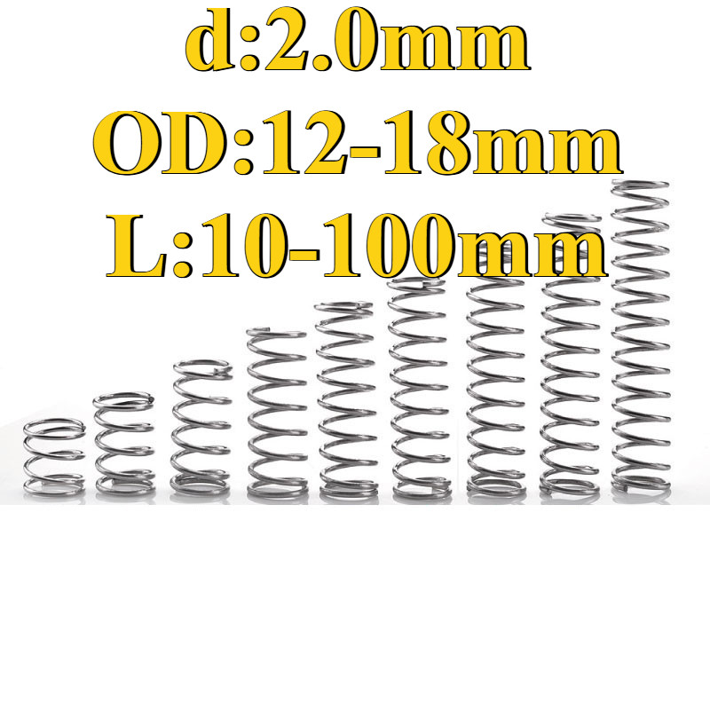 สปริงบีบอัด สปริงกลับ สแตนเลส 304 สปริงบีบอัด d2.0mm * OD12-18mm * L10-100mm (YMH-XDT-MY)