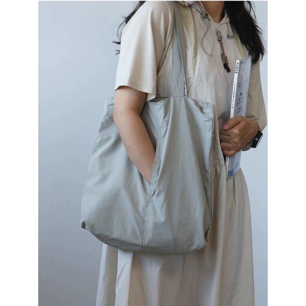 กระเป๋าสะพาย หญิง ระเป๋าโท้ทผ้าไนล่อนสไตล์ญี่ปุ่น เขียว น้ำหนักเบา ไปเรียนและไปทำงาน ความจุขนาดใหญ่ - รูปที่ 5