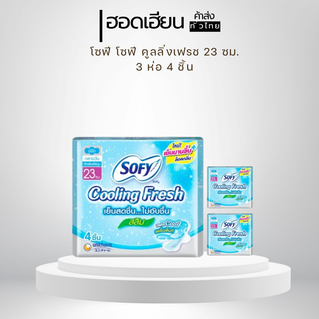 โซฟี SOFY Cooling Fresh สูตรเย็น ผ้าอนามัย สำหรับกลางวัน ขนาด 23 ซม [3 ห่อ]
