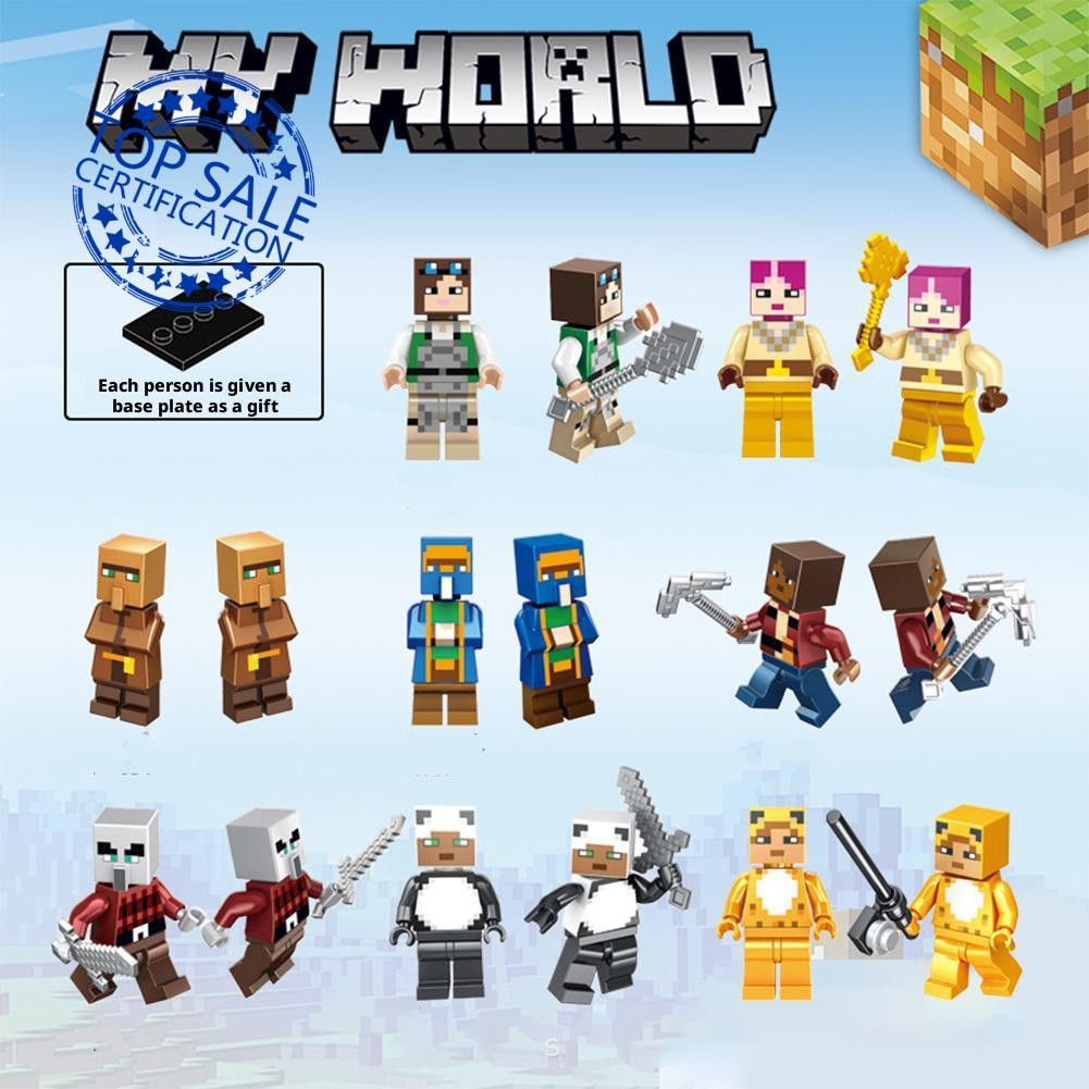 My World Minifigure Steve Assembly Building Blocks พร้อมอาวุธของเล่นเด็กของขวัญ Creative F0g6