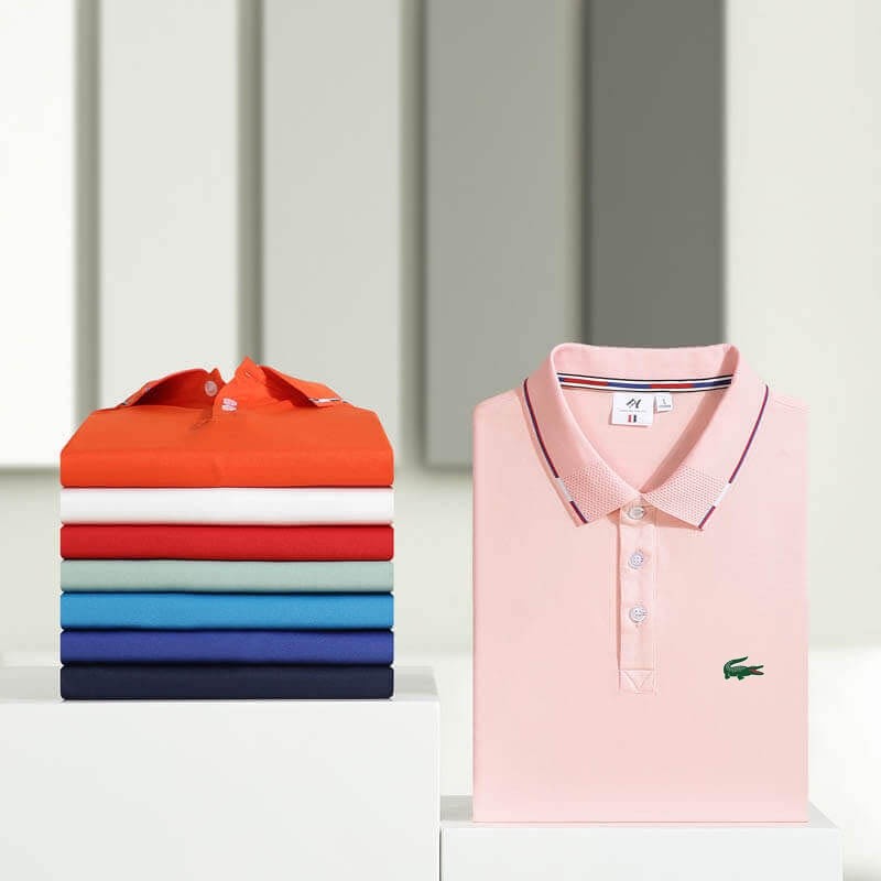 Summer Crocodile Business Mens Polo Shirt Lapel Short-Sleeved Man Clothes