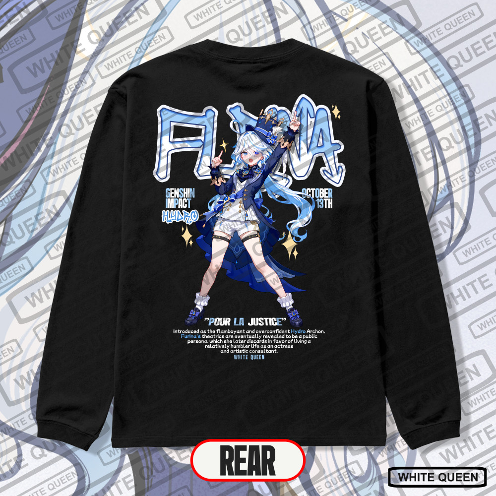 WHITE QUEEN - FURINA GENSHIN IMPACT เสื้อยืดแขนยาว - เสื้อยืด LONG-SLEEVE DISTRO MEN & WOMEN ANIME &