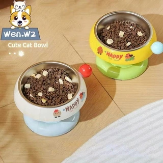 wen.W2 ชามสแตนเลสยกสูง ถอดล้างได้ง่าย มีลายสวยและกันลื่น ช่วยให้สัตว์เล้ียงกินอาหารสบายยิ่งขึ้น