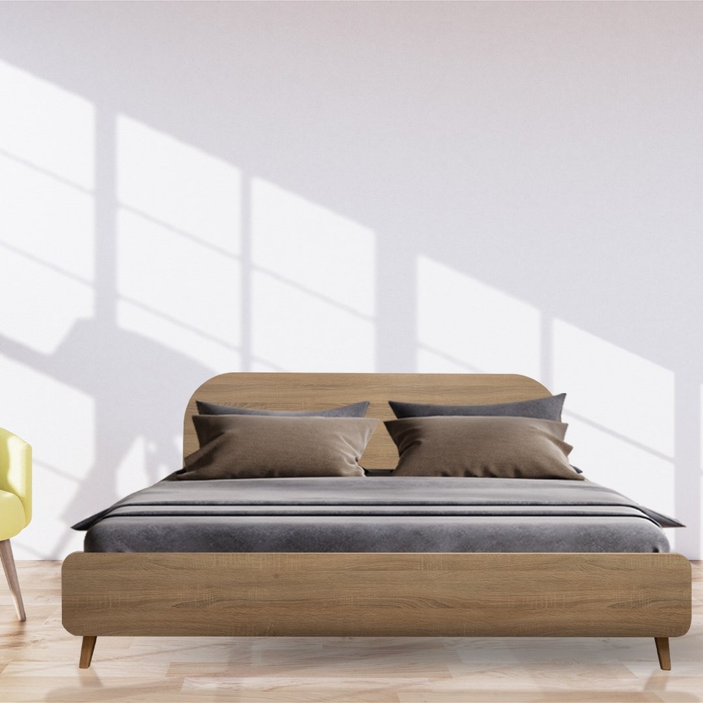 Looms เตียง 6 ฟุต รุ่น Relief สีไม้อ่อน (188x212x84 ซม.)  แบรนด์ LOOMS