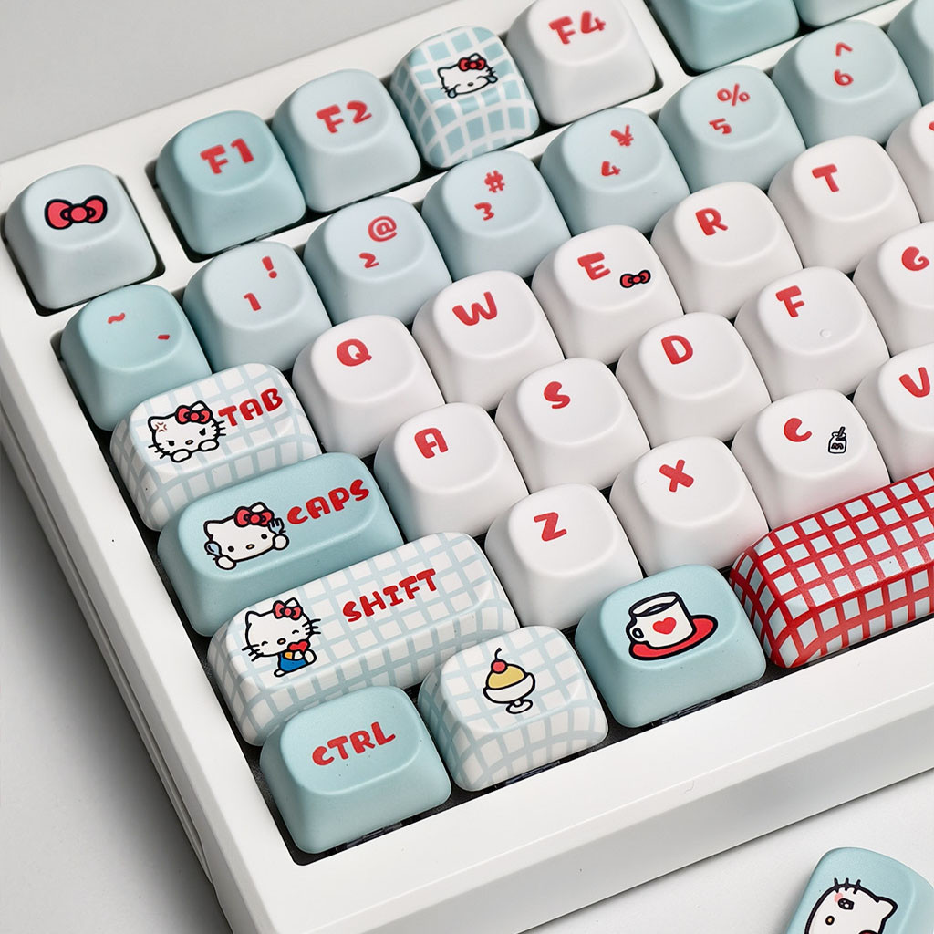 Hello Kitty Keycaps MOA โปรไฟล์ 130 คีย์ PBT Dye Sublimation Aula F75 F99 RK100 Mechanical Keycaps ก