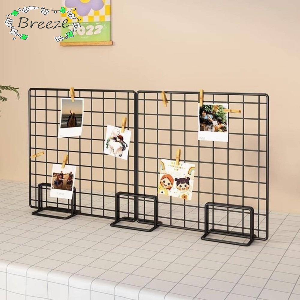 ชั้นวางโชว์ BREEZE, ชั้นเก็บของตะแกรงโลหะ, โครงตะแกรงโมเดิร์นพร้อมฐานขาตั้งเดสก์ท็อปสําหรับแผงกริด