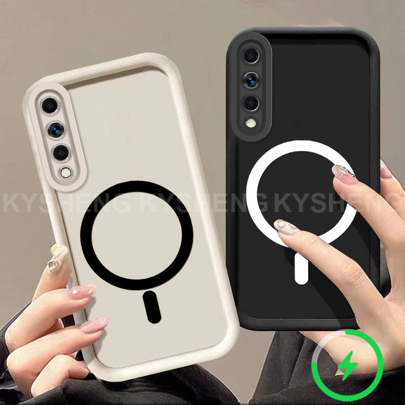 สําหรับ Samsung A50S A50 A30S A750 A7 2018 A70 เคสโทรศัพท์แม่เหล็กชาร์จ Simple anti drop ถุงลมนิรภัยซิลิโคน TPU soft shell 012