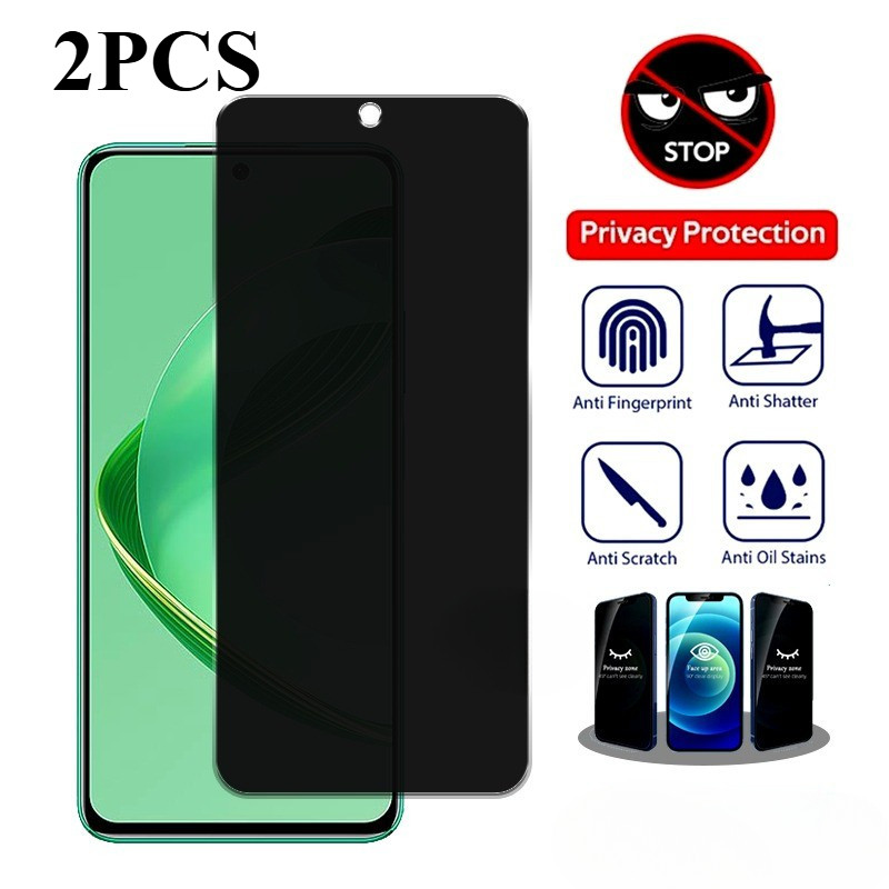2PCS Anti Spyความเป็นส่วนตัวกระจกนิรภัยสําหรับVivo Y78t Y77t Y77e Y77 t1 สีดําขอบน้ํามันหลักฐานป้องก