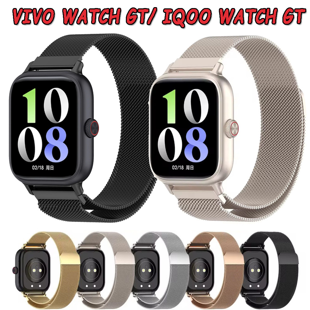 สร้อยข้อมือสายสแตนเลส Milanese สําหรับ Vivo Watch GT/IQOO WATCH GT Watchband หัวเข็มขัดแม่เหล็กกีฬาสายรัดข้อมือ