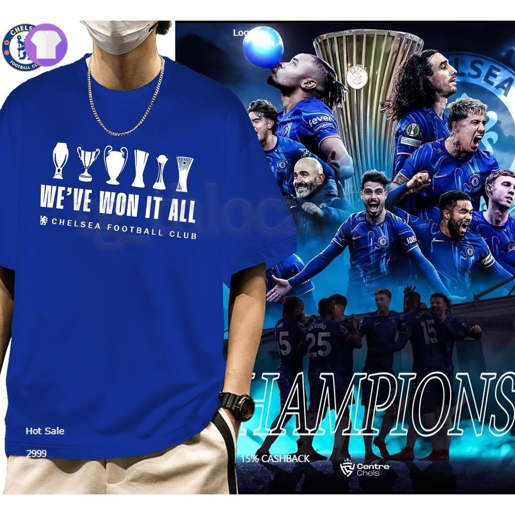 Europa League Chelsea 2025 แชมป์สุดยอด เสื้อคอกลม S-3XL