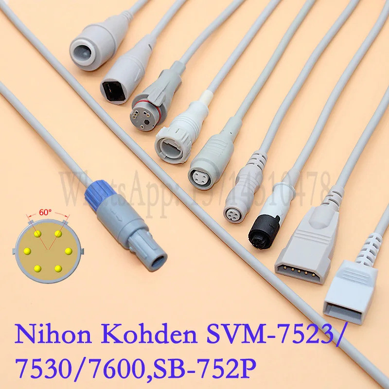 สายเคเบิลอะแดปเตอร์ Nihon Kohden SVM-752P/ 7530/ 7600/ 7523 / SB-752P สําหรับเครื่องส่งสัญญาณความดัน