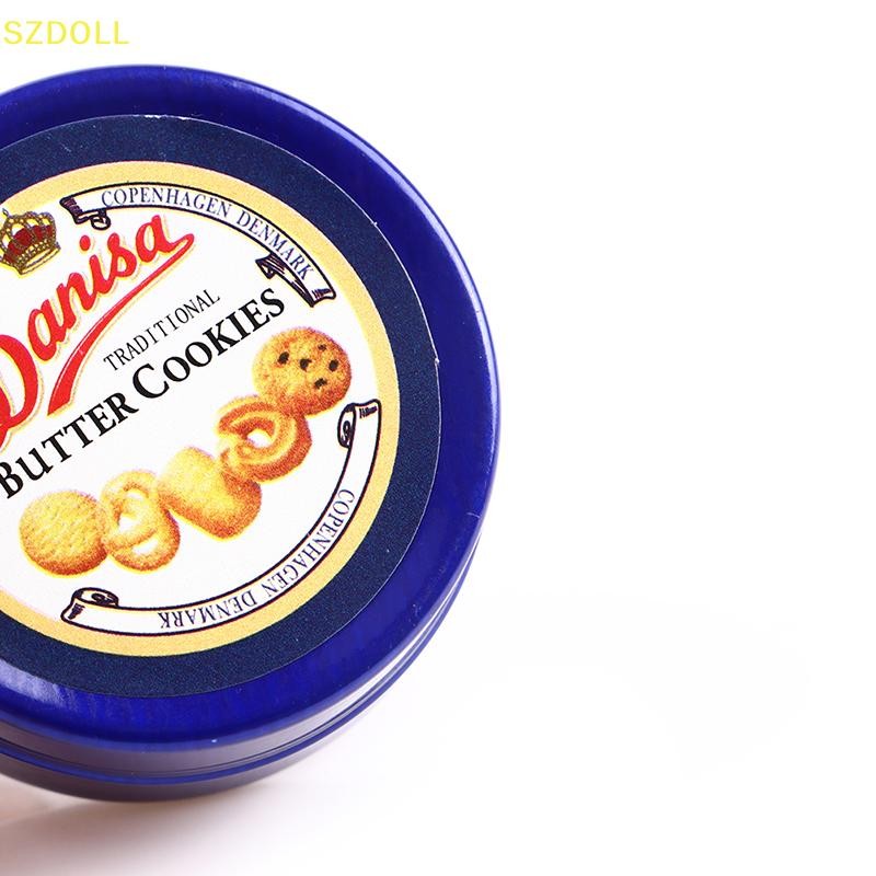 [cxSZDOLL] 1 ชิ้น 1/12 Dollhouse Miniature ภาษาเดนมาร์กคุกกี้สีฟ้ากล่องดีบุกชุดครัว Diy อุปกรณ์เสริม DOM - รูปที่ 2