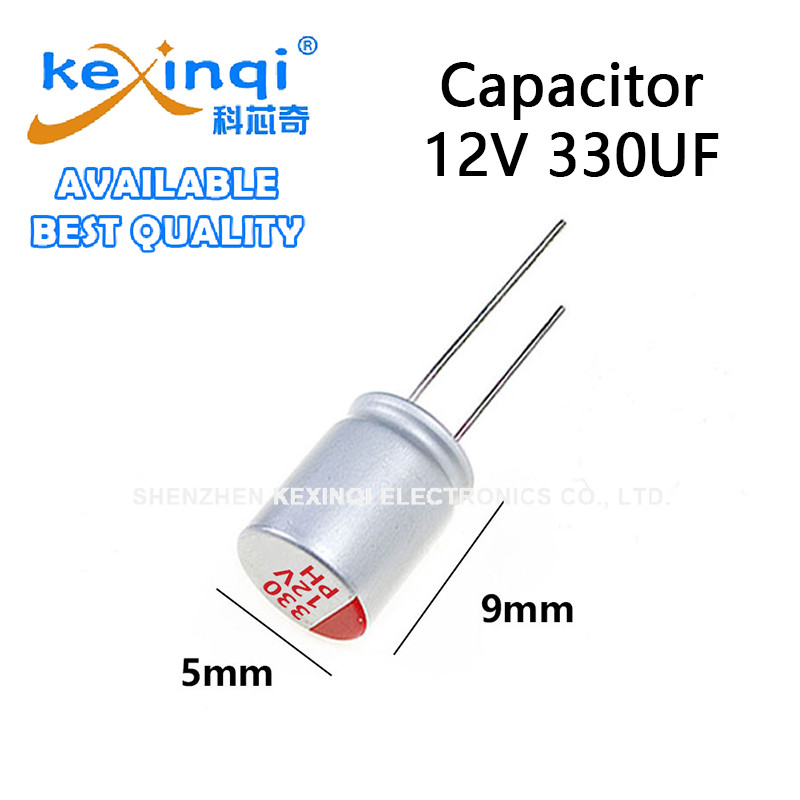 (10 ชิ้น) 12V 330UF DIP Solid Electrolytic Capacitor 5x9 มม. Through-hole Capacitor