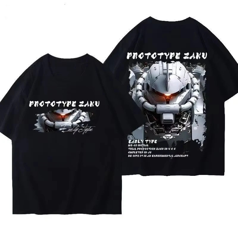 เสื้อยืดแขนสั้น GUNDAM Zaku ฤดูร้อนใหม่สำหรับผู้ชายและผู้หญิงหลวมแฟชั่นสบาย ๆ สไตล์ญี่ปุ่นอเนกประสงค์ - รูปที่ 2