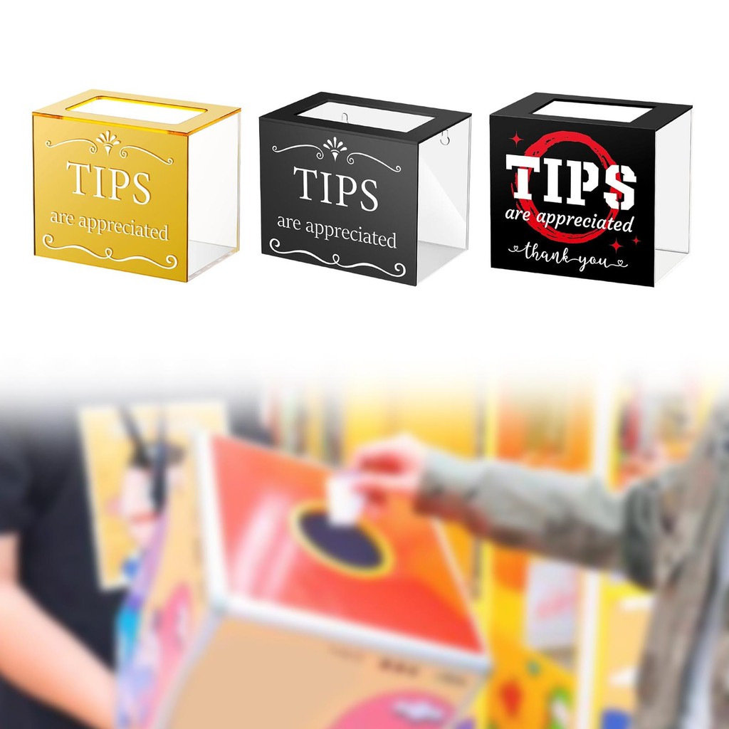 [Whgirld8] Tip Box Seggestion Box อะคริลิค Fundraising มัลติฟังก์ชั่นสําหรับ Charity Bartender ร้านอ