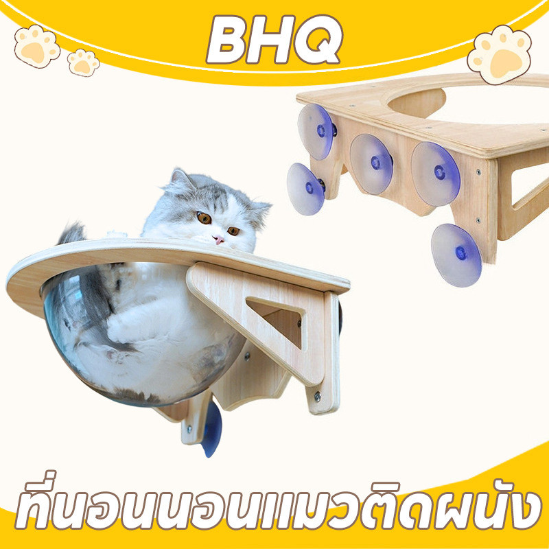 BHQ  หลุมแมว  หลุมอวกาศใส  ที่นอนนอนแมวติดผนัง  งานไม้มินิมอล พร้อมหลุมใสอะคริลิค รับน้ำหนักได้ 30 Kg