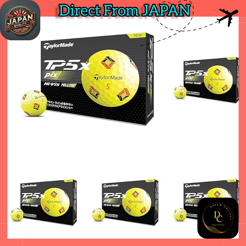TAYLOR MADE TMJ24 TP5x pix YLW JPN 12-pack TP5x Pix Yellow Golf Balls 2024 Model Yellow (× 5)