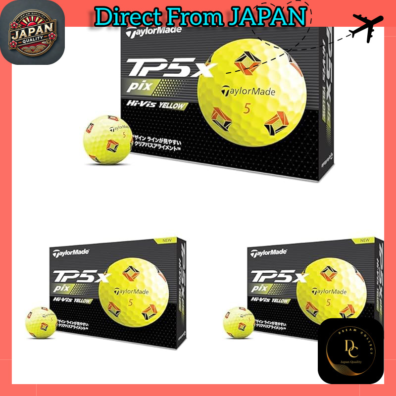 TAYLOR MADE TMJ24 TP5x pix YLW JPN 12-pack TP5x Pix Yellow Golf Balls 2024 Model Yellow (× 3)