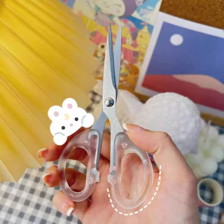 litai กรรไกรอเนกประสงค์สแตนเลสใส ทำด้วยมือ ด้ามพลาสติกใส พกพาสะดวก เหมาะสำหรับโรงเรียน สำนักงาน