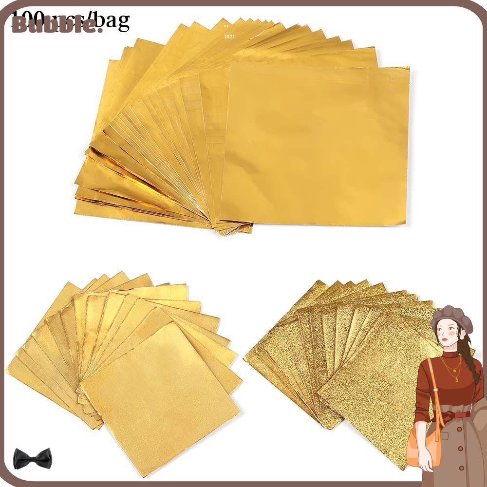 BUBBLE กระดาษฟอยล์อลูมิเนียม สีทอง สําหรับห่อคุกกี้ ช็อคโกแลต ลูกอม 100 ชิ้น ต่อแพ็ค - รูปที่ 2