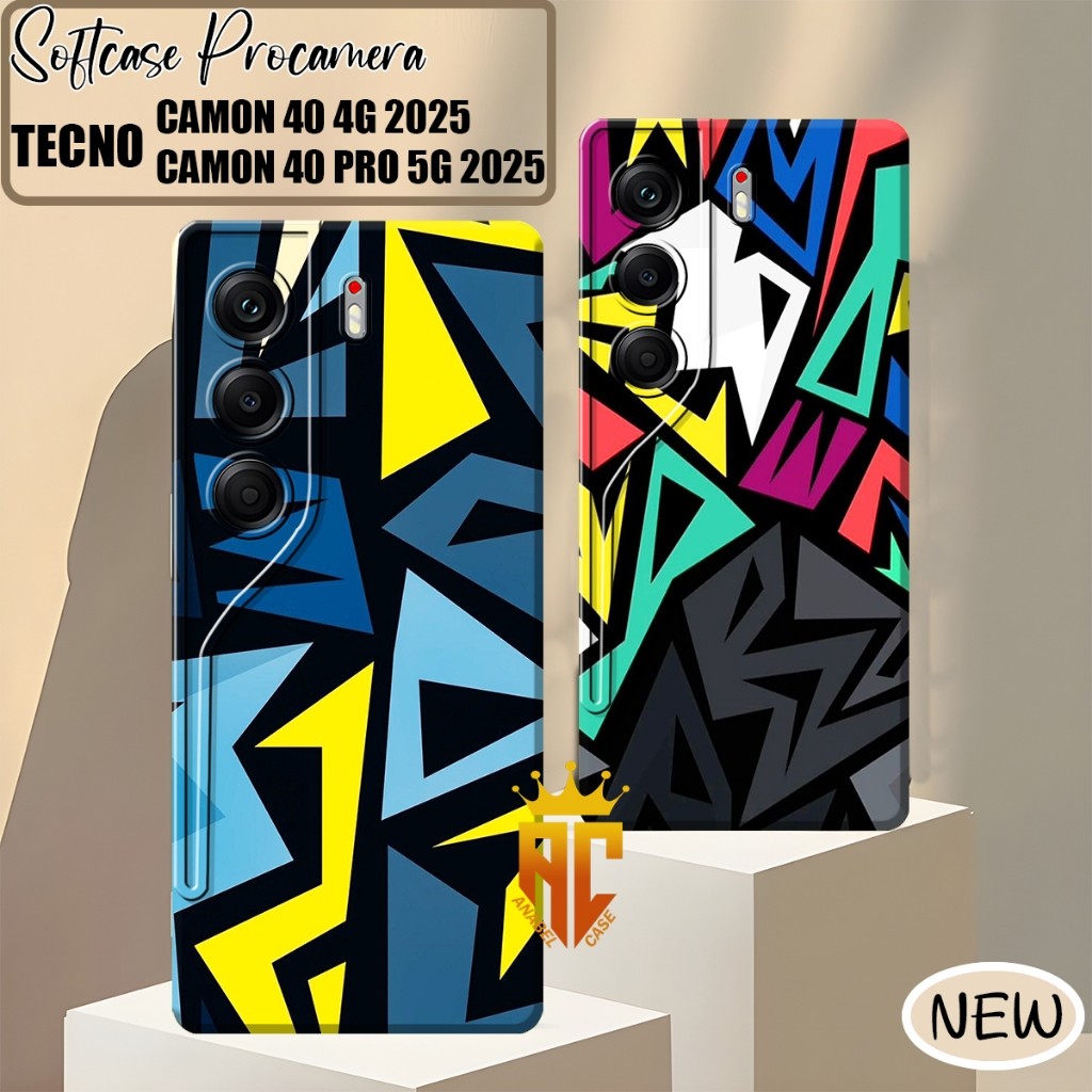 ล่าสุด Tecno Camon 40 4G / Tecno Camon 40 Pro 4G / 5G 2025 Softcase Cool Abstract Motif Casing - Cas