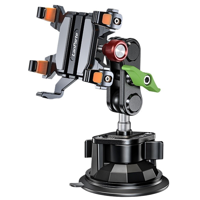 [LanParte] ที่วางโทรศัพท์มือถือโลหะออฟโรดอลูมิเนียมอัลลอยด์ที่วางโทรศัพท์มือถือป้องกันการเขย่ารถดูดถ้วยที่วางโทรศัพท์มือถือกระจกซันรูฟคอนโซลกลางวิดีโอสด