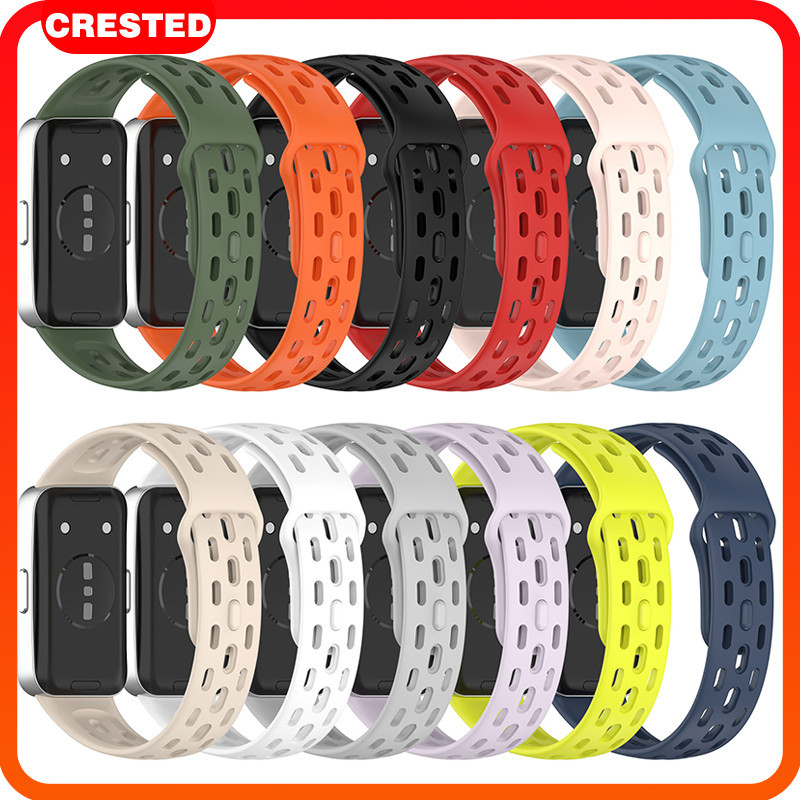 สายยาง for Smartwatch Huawei Band 10/9/8 Huawei Band 10 NFC ซิลิโคนกีฬาหายใจรูเปลี่ยนสายรัดข้อมืออุปกรณ์เสริม