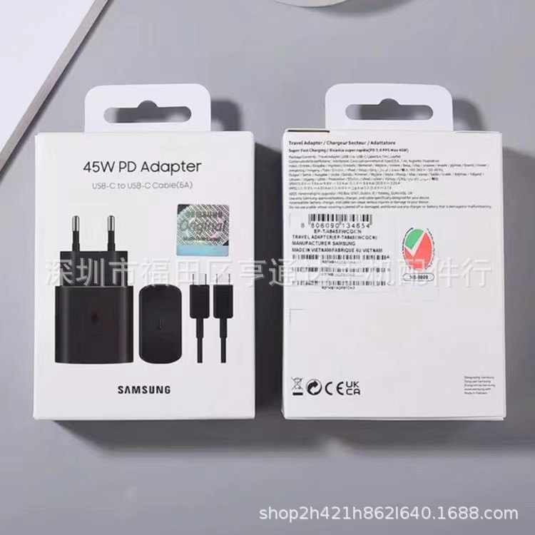เหมาะสําหรับ Samsung 45W Original Charger S22U/S24 s21Ultra PD45w Super Fast Charging Head Cable