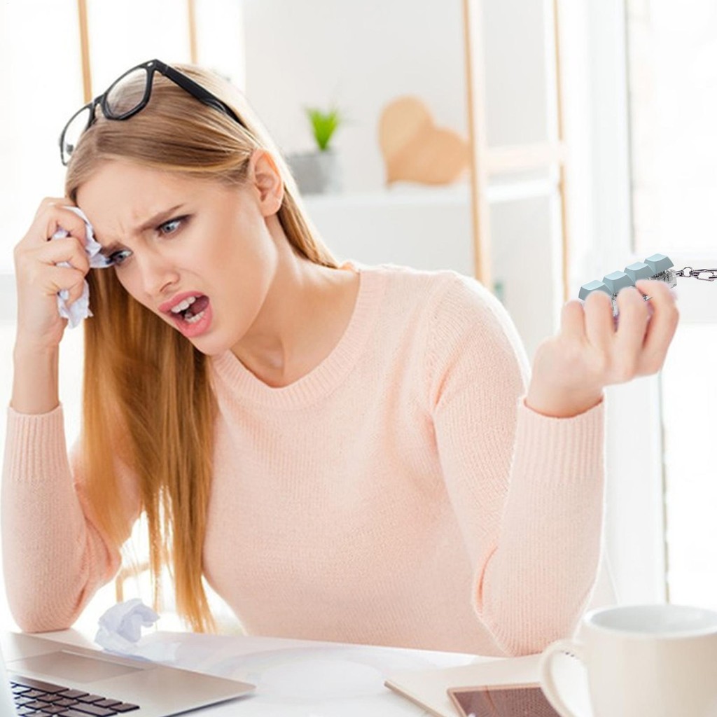 Key Keychain 4-Button Fidget Relief Toys Fidget Gadget Funny Click Button Led Light Relief Stress To