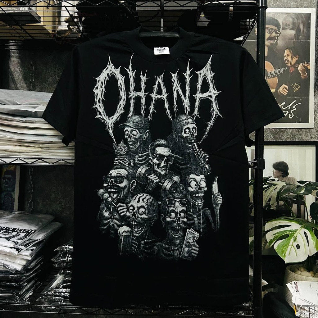 【พร้อมส่ง】 OHANA Bone to be เสื้อแขนสั้นผ้าฝ้ายสีดำสำหรับผู้ชายและผู้หญิง