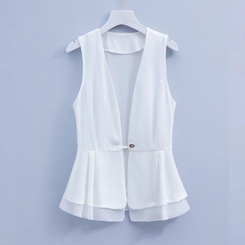 ฤดูร้อนบางชุดเสื้อกั๊กสําหรับผู้หญิงแฟชั่นใหม่ และ 夏款马甲西装 女新款洋气外套上衣雪休闲时尚背心时尚百搭外穿820Z