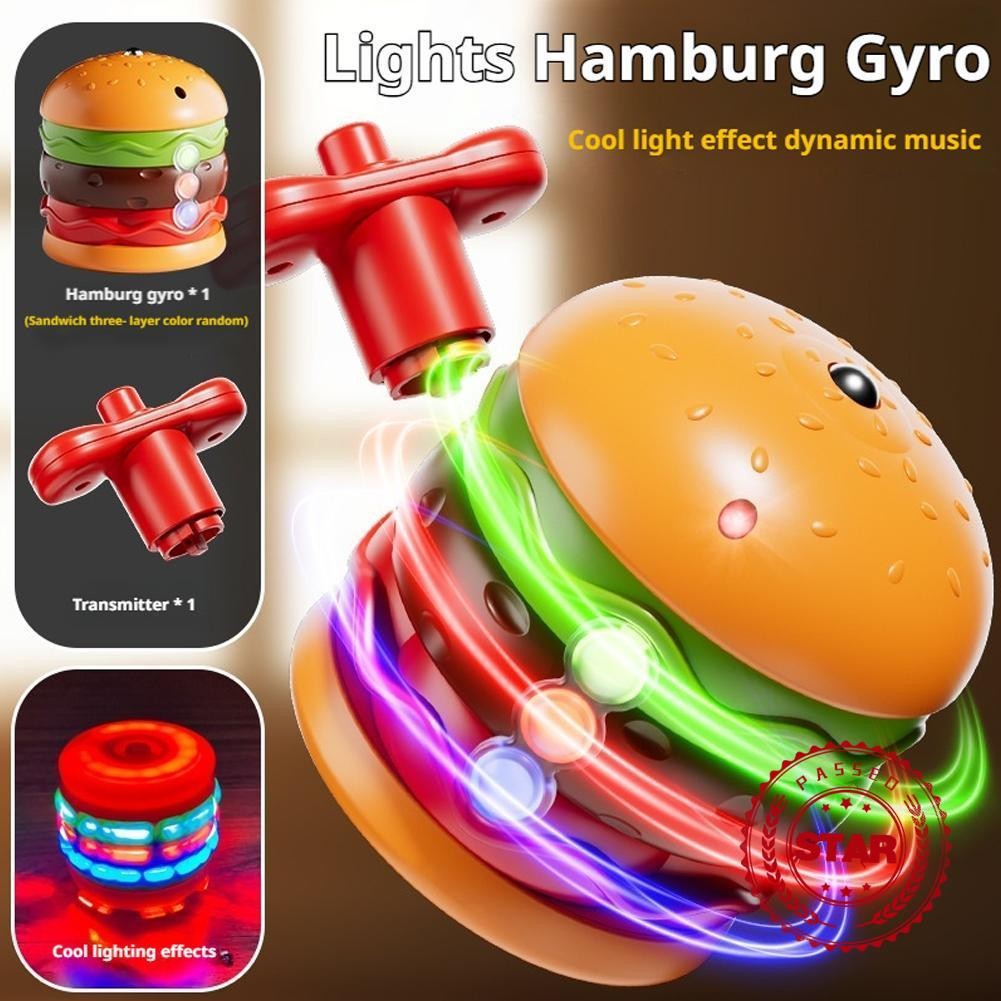 Gyro Toy Luminous Hamburger Battling Top Game พร้อมเพลงเกมเดินทางแบบพกพา Interactive L5g7